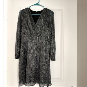 Black metallic wrap party dress